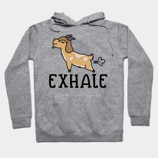 Exhale Gas Goat Yoga Fitness Funny Hoodie by GlimmerDesigns